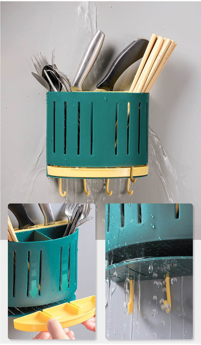 Wall-Mounted Drain Rack Tableware Storage Box - Image 1