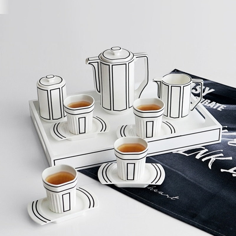 2D Art Ceramic Korean Style Coffee Set