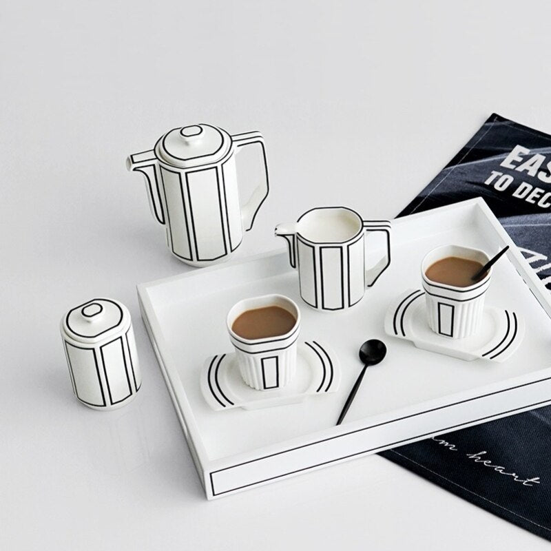 2D Art Ceramic Korean Style Coffee Set - Image 2
