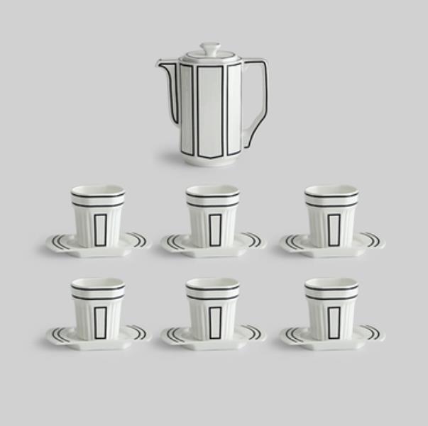 2D Art Ceramic Korean Style Coffee Set