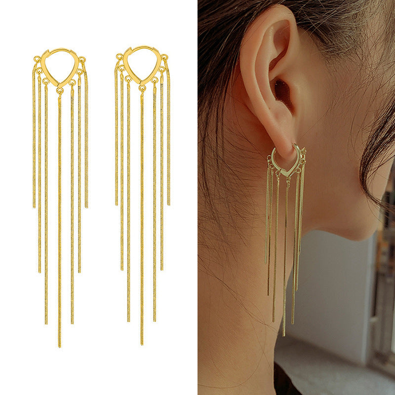 Korean Style Long Tassel Drop Heart Earrings - Image 2