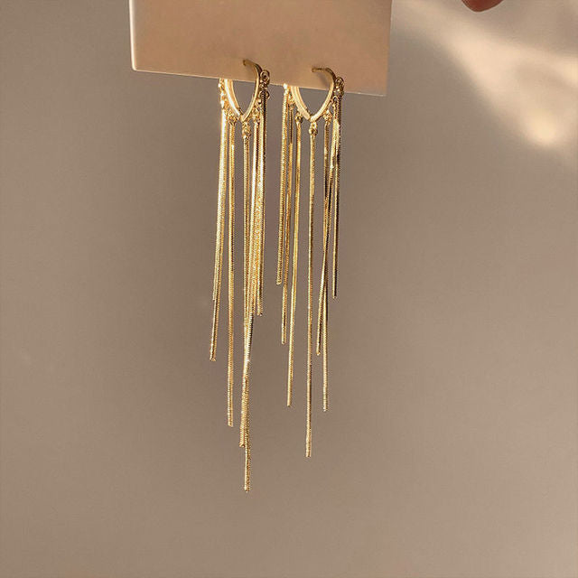 Korean Style Long Tassel Drop Heart Earrings - Image 4