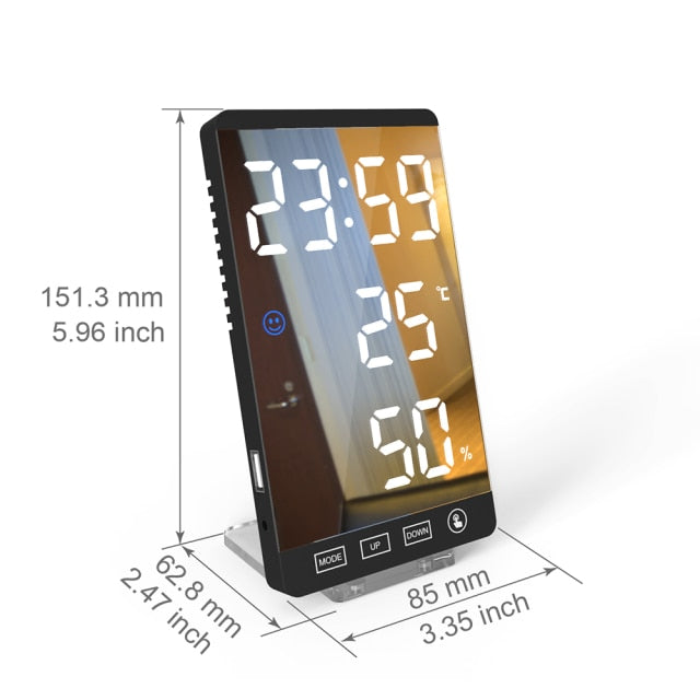 LED Touch Mirror Digital Alarm Clock - Image 8