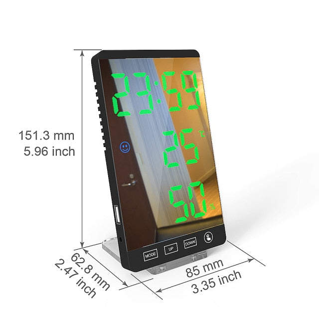 LED Touch Mirror Digital Alarm Clock - Image 7