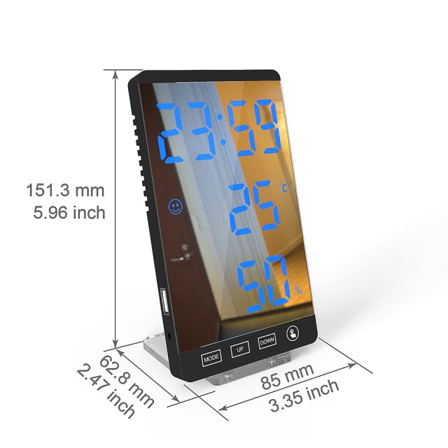 LED Touch Mirror Digital Alarm Clock - Image 5
