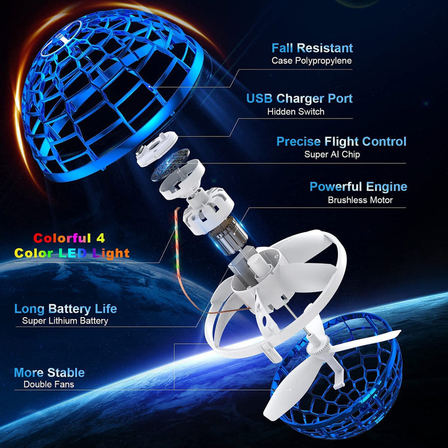 360° Rotating Hand Controlled Flying Ball Spinner Drone Helicopter - Image 5