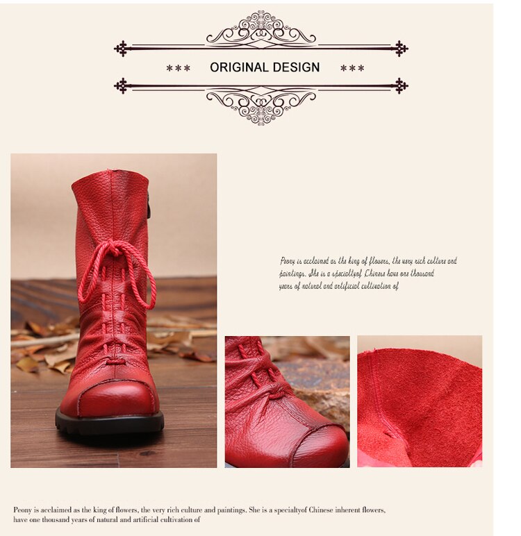Vintage Look Winter Low Heel Casual Female Short Boots - Image 1
