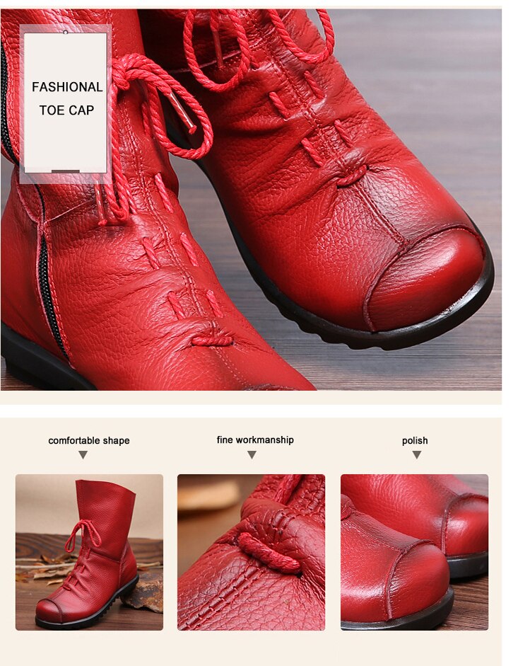Vintage Look Winter Low Heel Casual Female Short Boots - Image 2