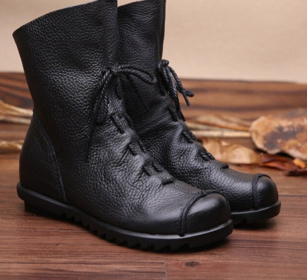 Vintage Look Winter Low Heel Casual Female Short Boots - Image 7