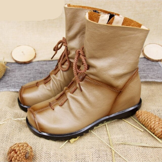 Vintage Look Winter Low Heel Casual Female Short Boots - Image 13
