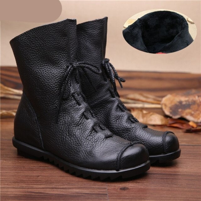 Vintage Look Winter Low Heel Casual Female Short Boots - Image 6