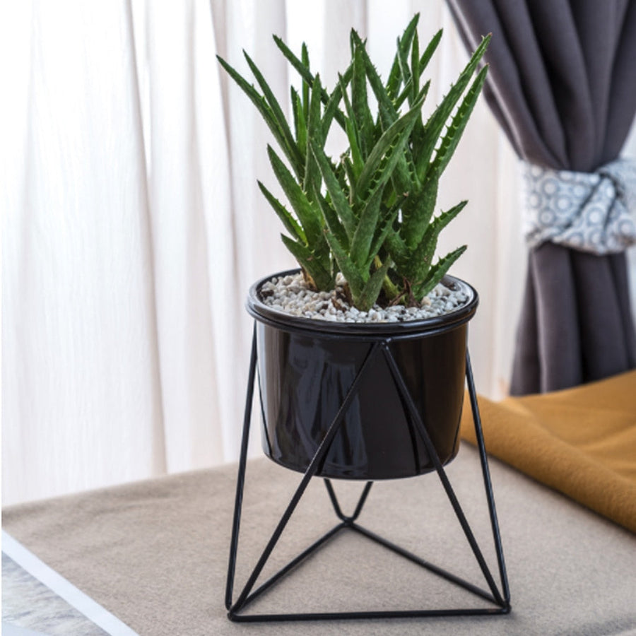 Nordic Style Geometric Iron Rack Flower Pots - Image 1