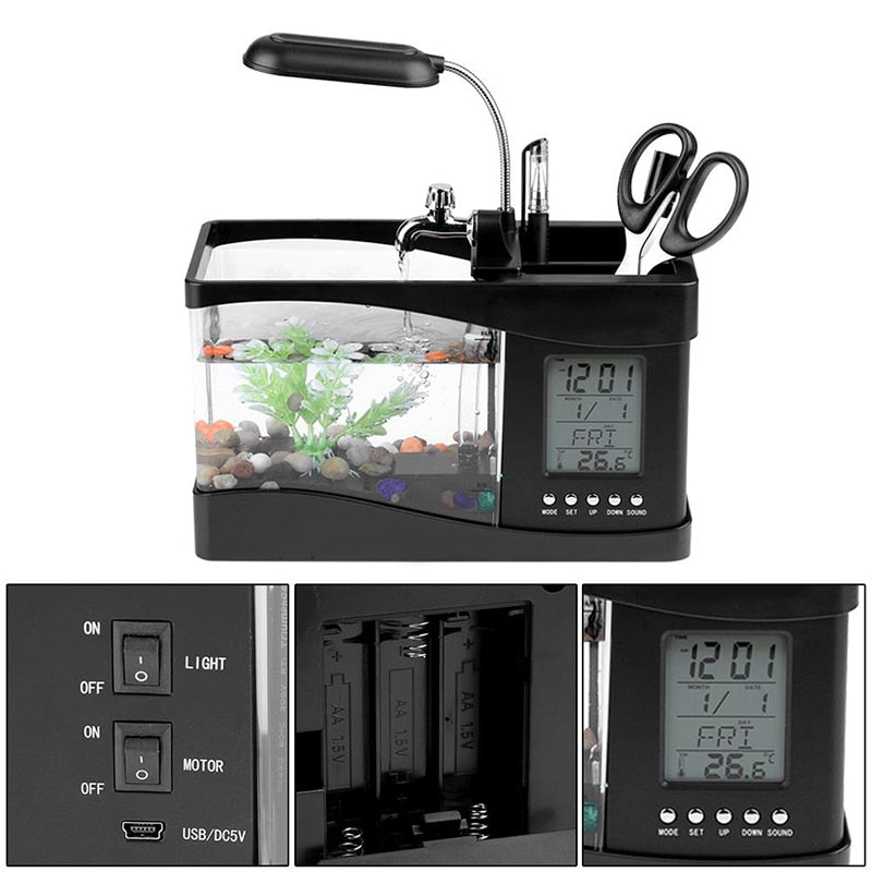 LCD Clock Mini Fish Tank Aquarium - Image 8