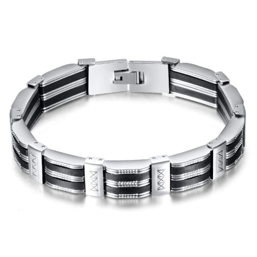 Luxury Black Silicone Stainless Steel Bracelet Men - Image 0