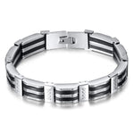 Luxury Black Silicone Stainless Steel Bracelet Men