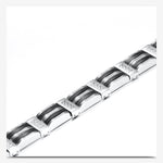 Luxury Black Silicone Stainless Steel Bracelet Men