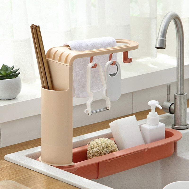 Adjustable Shelf Drain Rack Kitchen Organizer - Image 0
