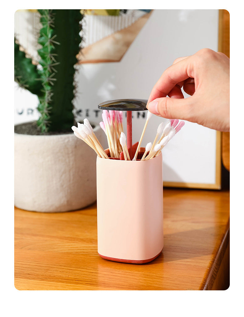 Elegant Pop-Up Toothpick Cotton Swab Storage Dispenser - Image 1