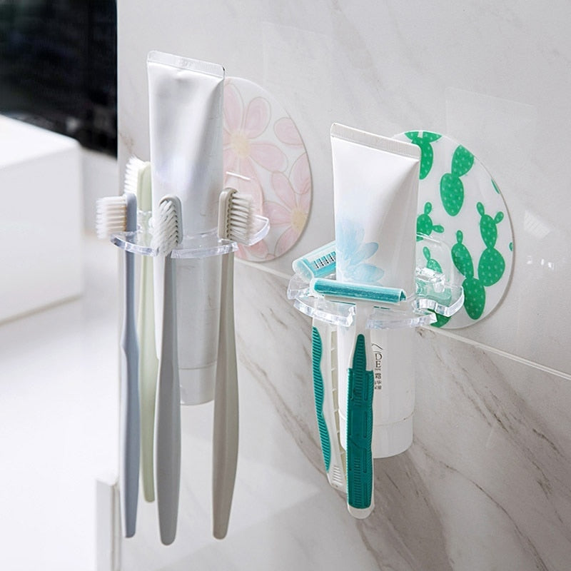 Sticky Space-Saving Toothbrush Organizer Rack