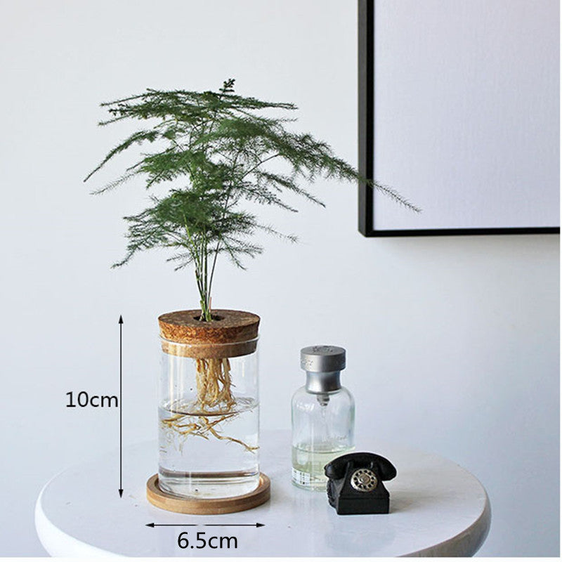 Nordic Transparent Glass Wooden Flower Vase - Image 4