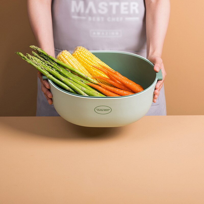 Kitchen Double Drain Vegetable Basket - Image 4