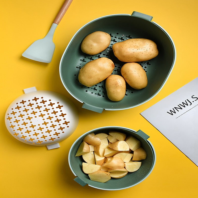 Kitchen Double Drain Vegetable Basket - Image 2