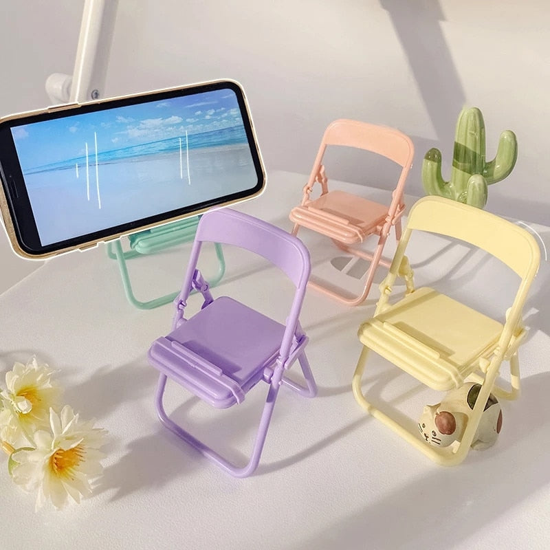 Mini Folding Chair Creative Phone Holder - Image 1