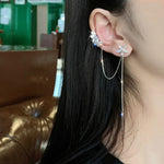 Flower Ear Clip Long Pendant Earring