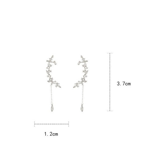 Flower Ear Clip Long Pendant Earring - Image 2