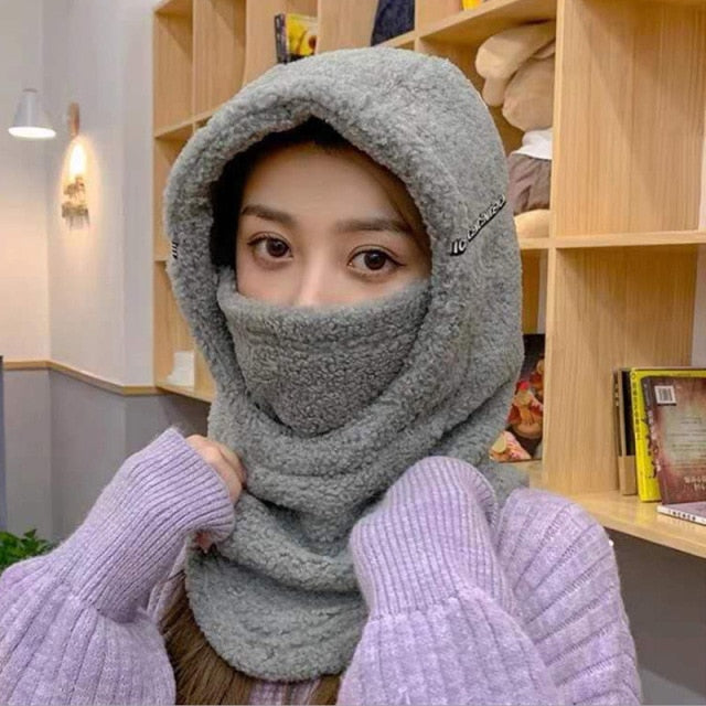 Winter Hooded Warm Thick Mask Hat