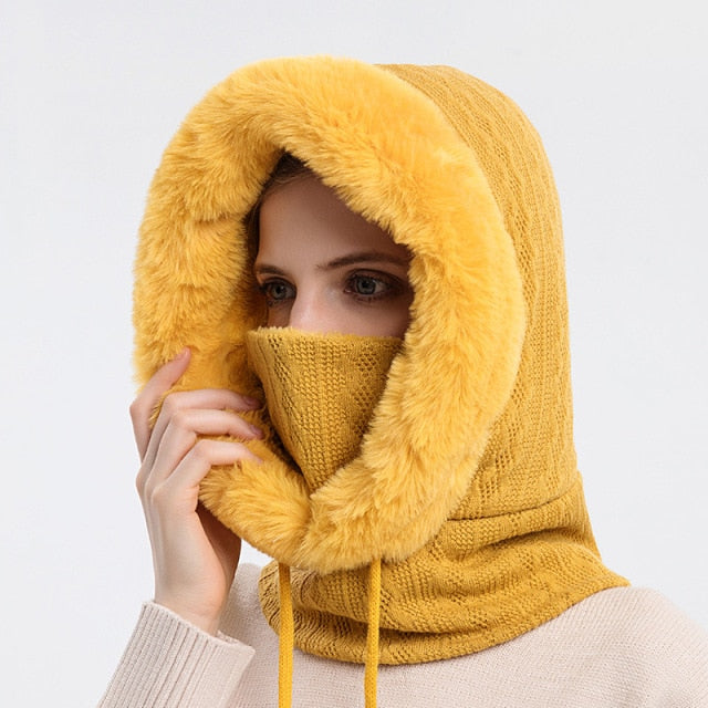 Winter Hooded Warm Thick Mask Hat