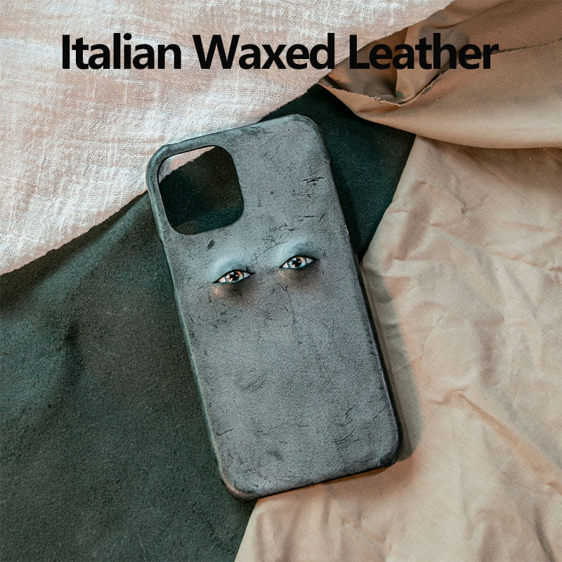 Italian Waxed Leather Creative Eye iPhone Case