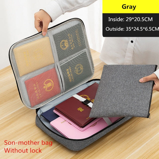 Multi-Layer Large Travel Document Bag