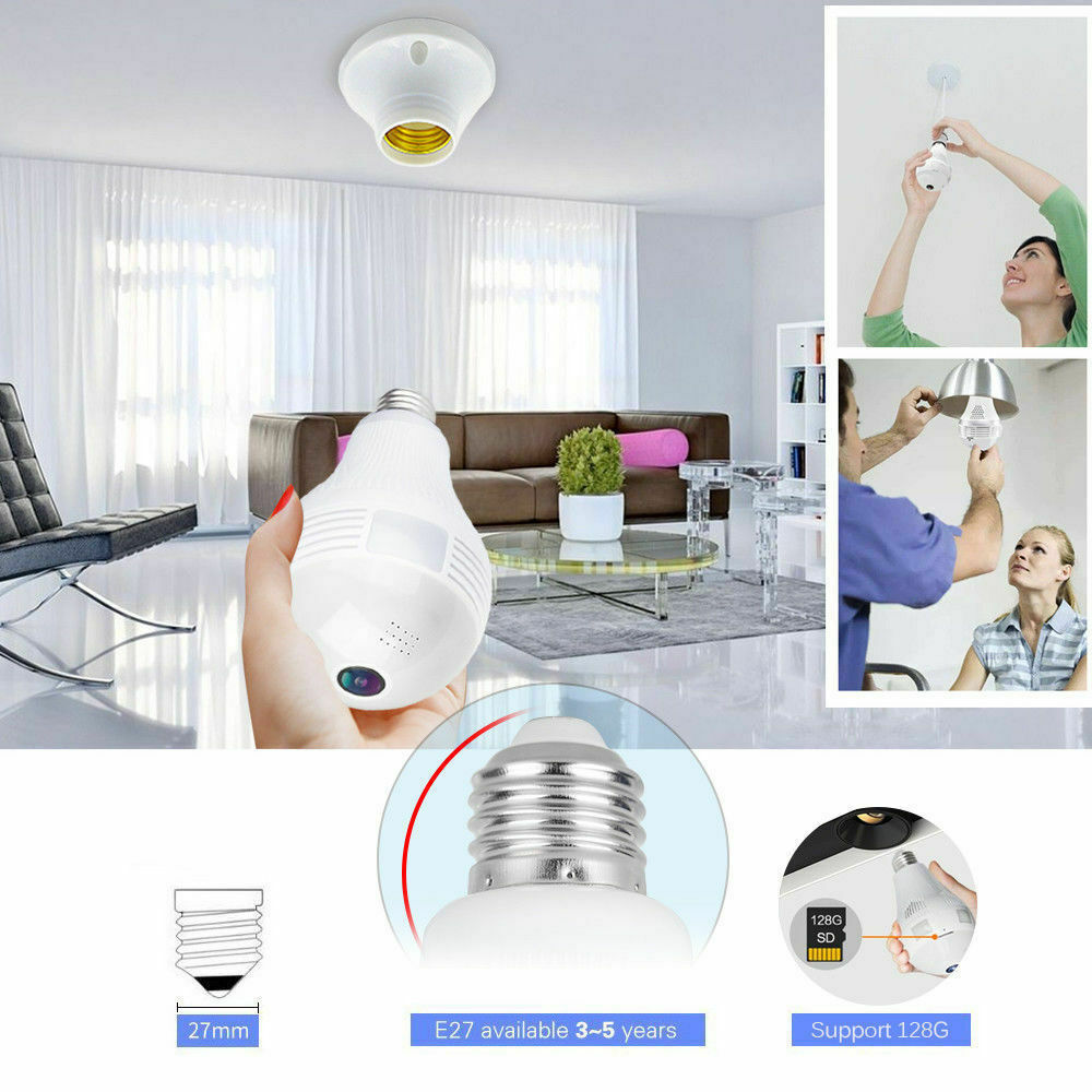 Fisheye Mini WiFi Bulb Security Camera