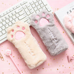 Cute Cat Paw Plush Pencil Bag