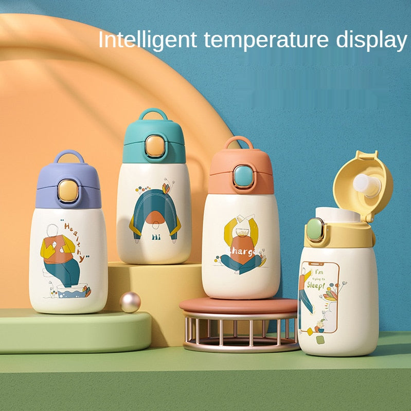 Cartoon Kids Temperature Display Thermos Bottle