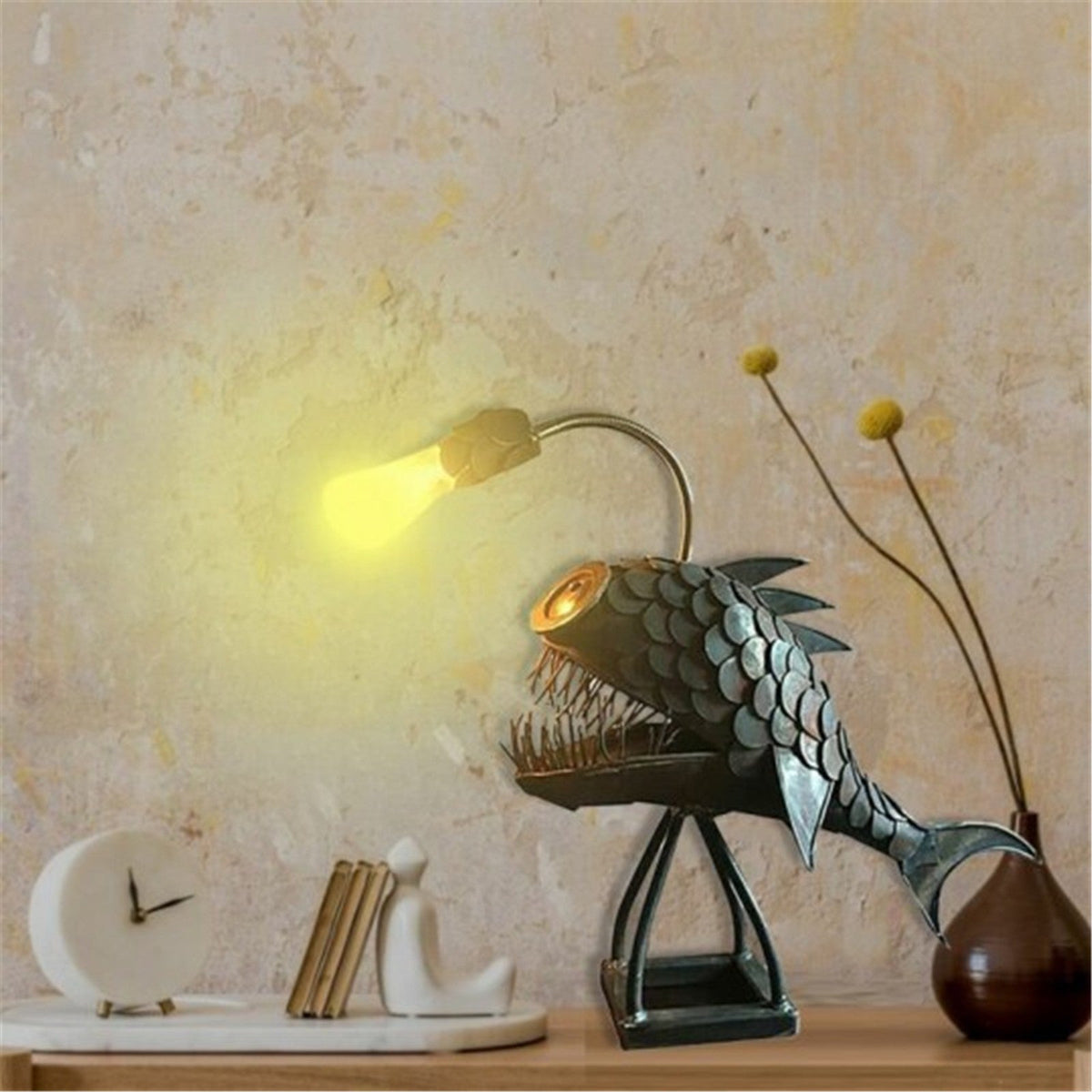 Creative Iron Angler Fish Desk Lamp