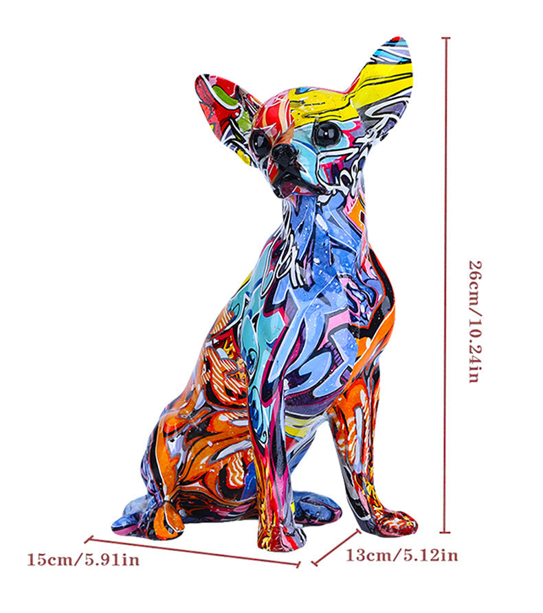 Modern Colorful Chihuahua Resin Dog Statue - Image 4