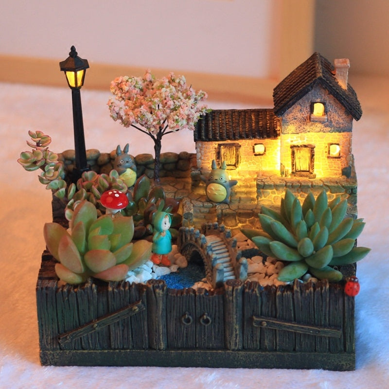 Resin Creative Landscape Cozy House Plants Vase - Image 2