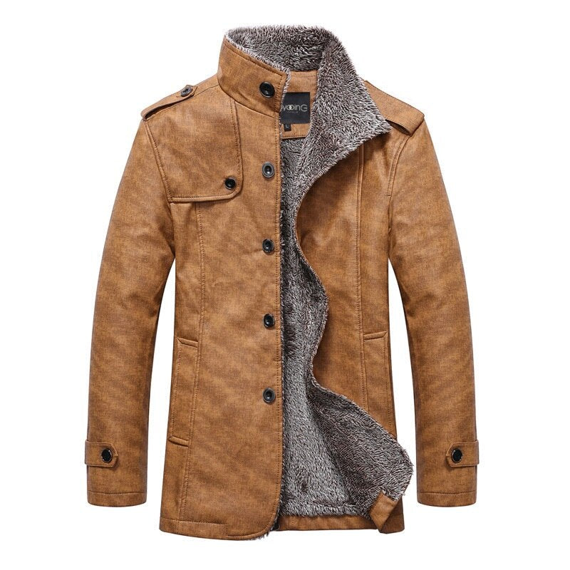 Windbreaker Leather Long Coats Jacket for Men - Image 4