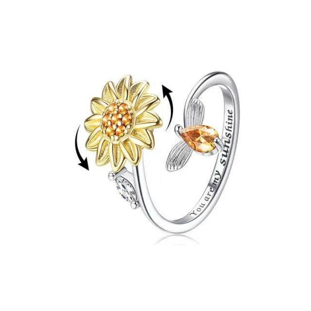 Elegant Sunflower Sunshine Rotating Ring - Image 6