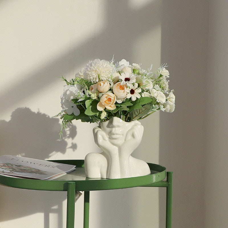 Ceramic Abstract  Human Face Flower Vase - Image 8