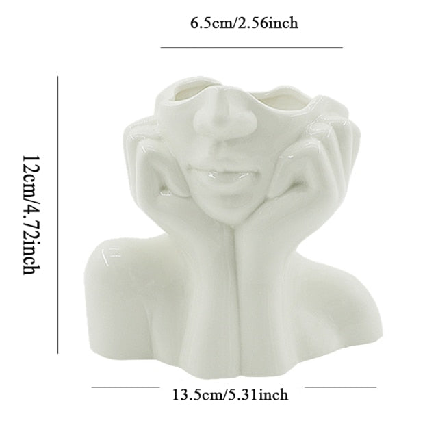 Ceramic Abstract  Human Face Flower Vase - Image 10
