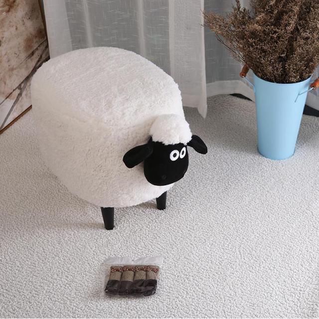 Fluffy Sheep Ottoman Organizer with Storage - Image 10