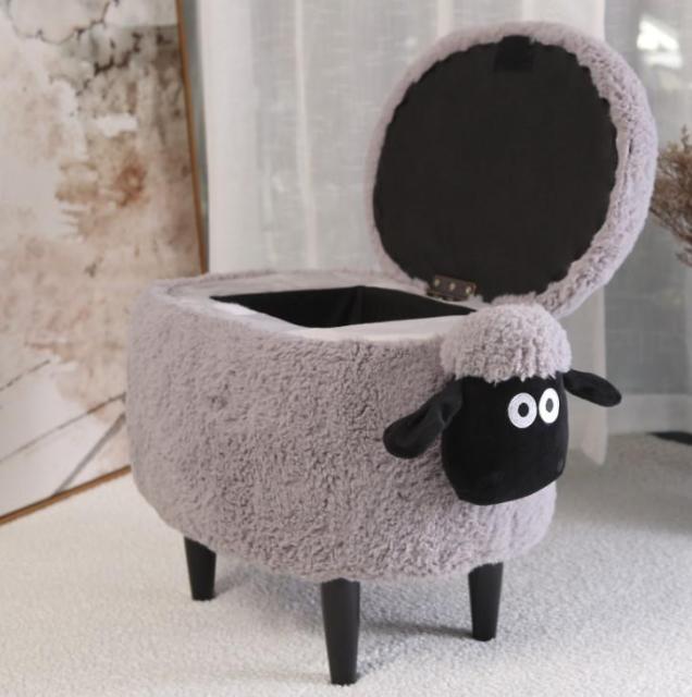 Fluffy Sheep Ottoman Organizer with Storage - Image 12