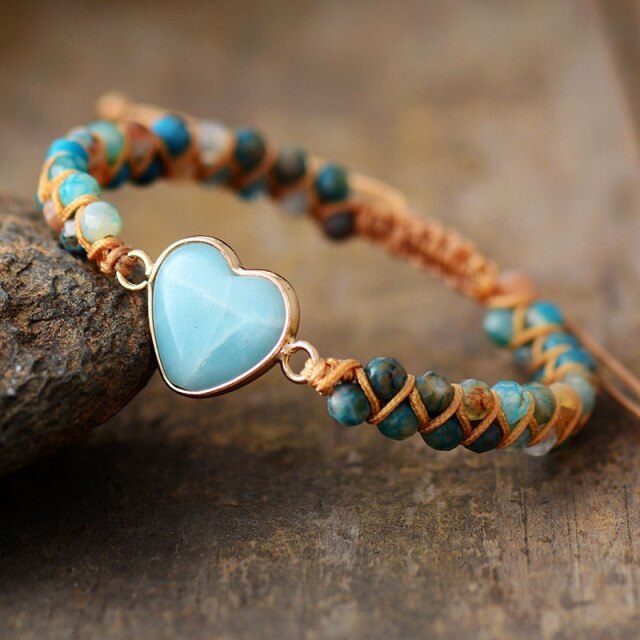 Bohemian Natural Stone Heart Bracelet