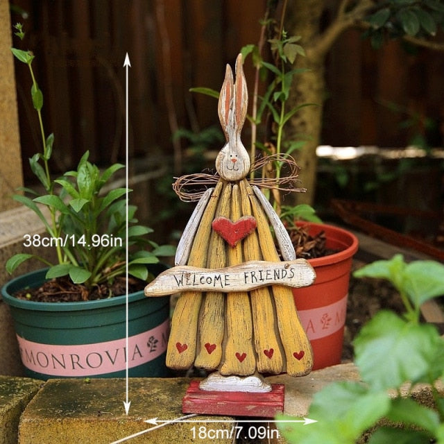 Wooden Retro Easter Bunny Outdoor Ornament - Image 4