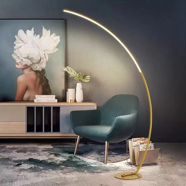 Elegant Curved LED Corner Floor Lamp - Image 0
