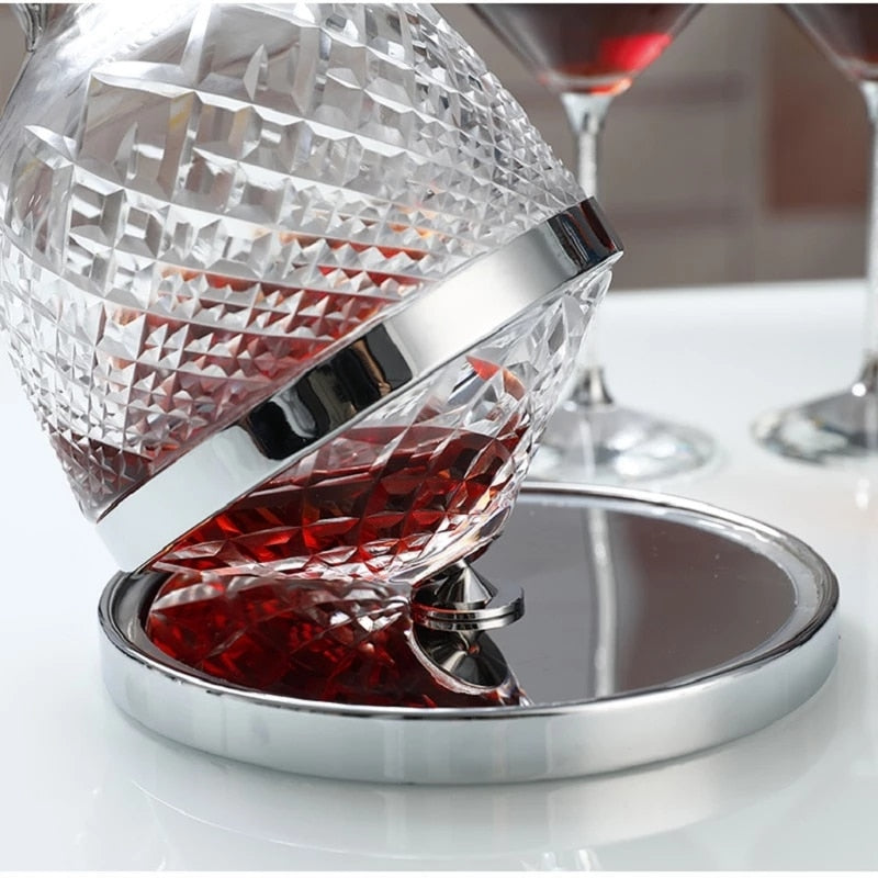 Elegant Crystal Spinning Glass Wine Decanter - Image 2
