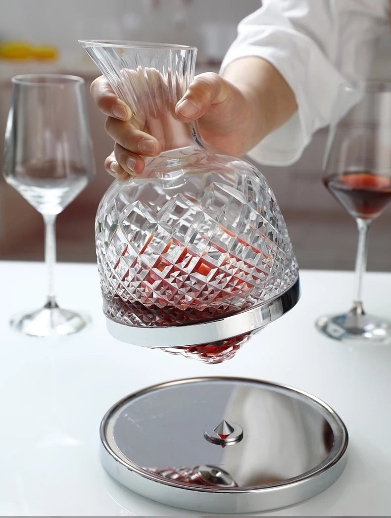 Elegant Crystal Spinning Glass Wine Decanter - Image 4